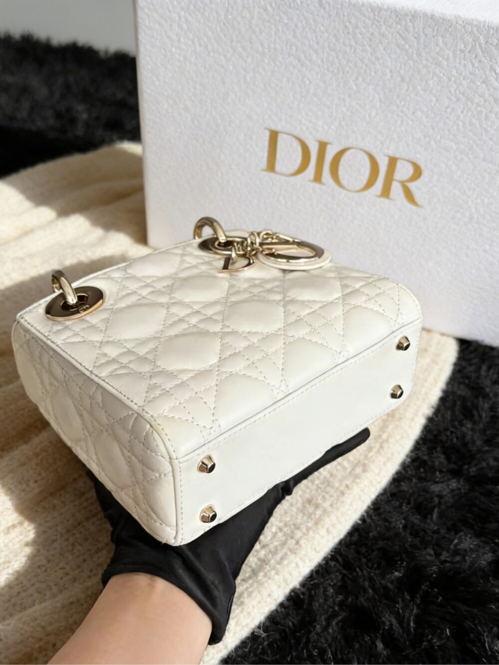 Mini Lady Dior Bag White Cannage Lambskin - Picture 5 of 7